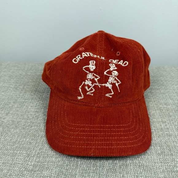 Grateful Dead Burnt Orange Corduroy Dancing Skeletons Embroidered Hat Spooky - Picture 3 of 11